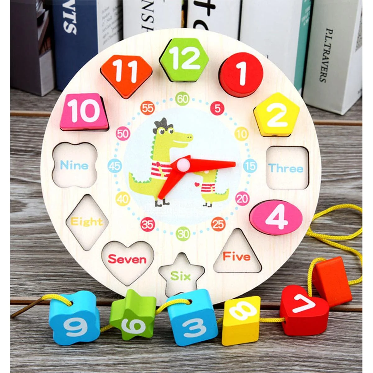 Wooden Clock Puzzle – Shape & Number Learning Toy