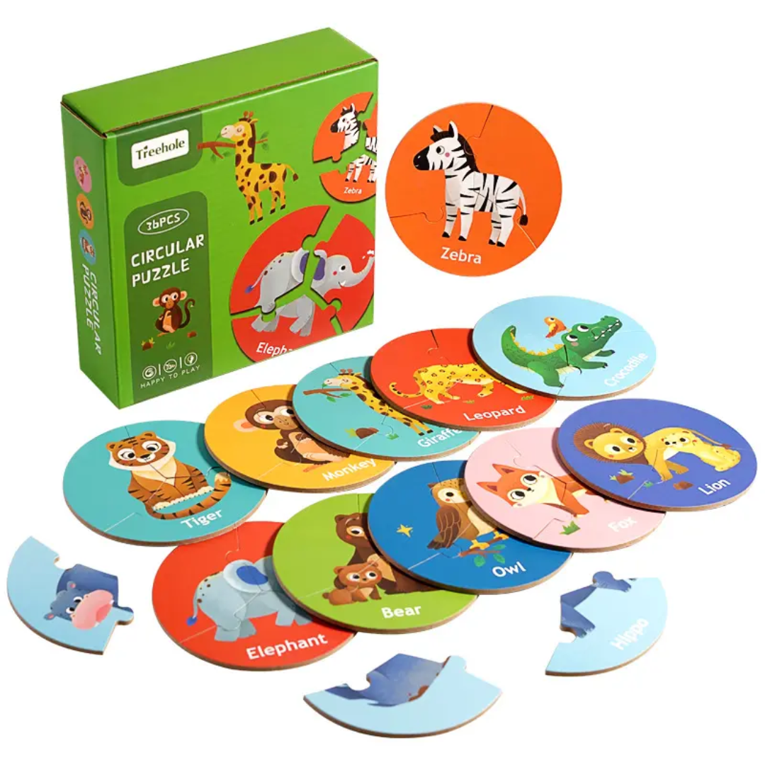 36 Pcs Animal & Sea Life Circular Matching Puzzle Set for Kids