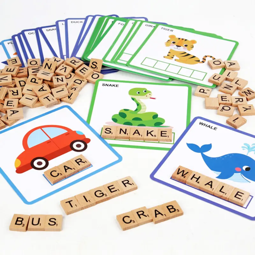 Treehole 100 Pieces Spelling Game & Matching Word Puzzle Box