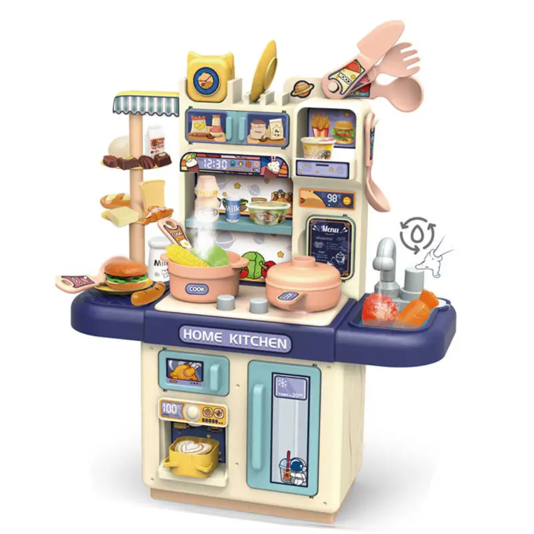 Kids DIY Dream Home Kitchen Playset with Real Steam, Sound, Light & 33 Accessories