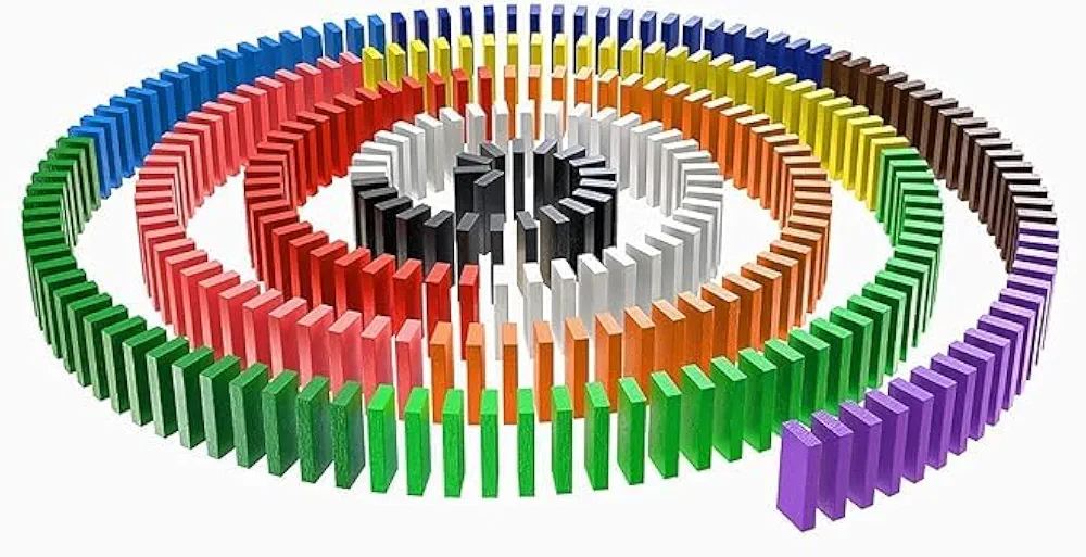 100 Pcs Wooden Colorful Domino Blocks Educational Building Set