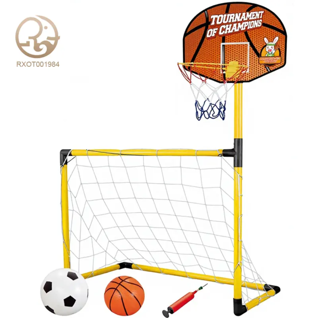 2-in-1 Kids Basketball Hoop & Football Goal Post Sports Playset 