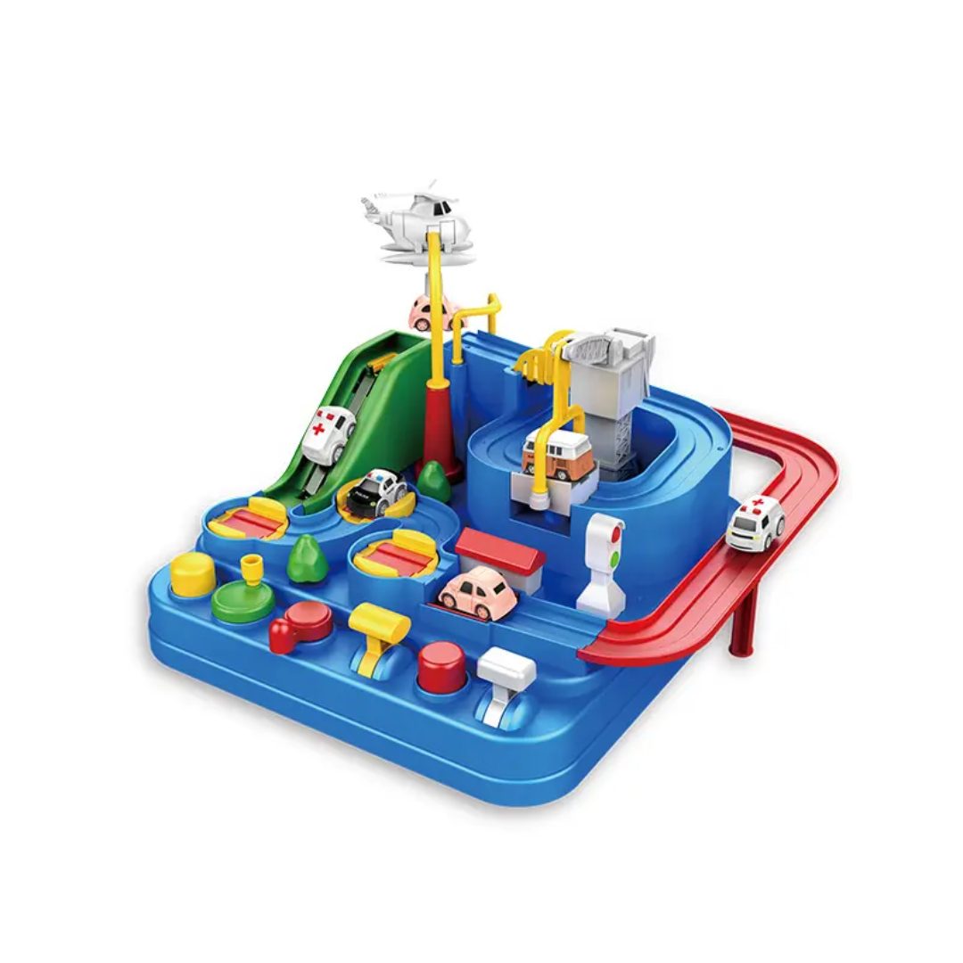 Mechanical Car Adventure Track Rescue Playset Toy with 4 Mini Cars for Kids 